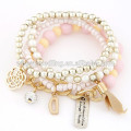 2014 hecho a mano multicapa encantos perlas pulsera de perlas